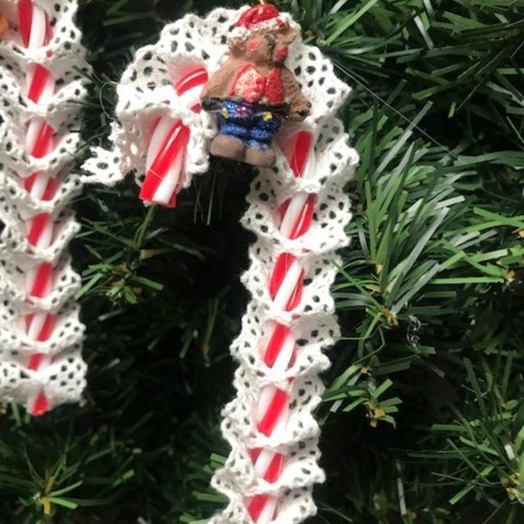 Set Of 4 Acrylic Candy Cane Christmas Ornaments - Picture 2 of 5